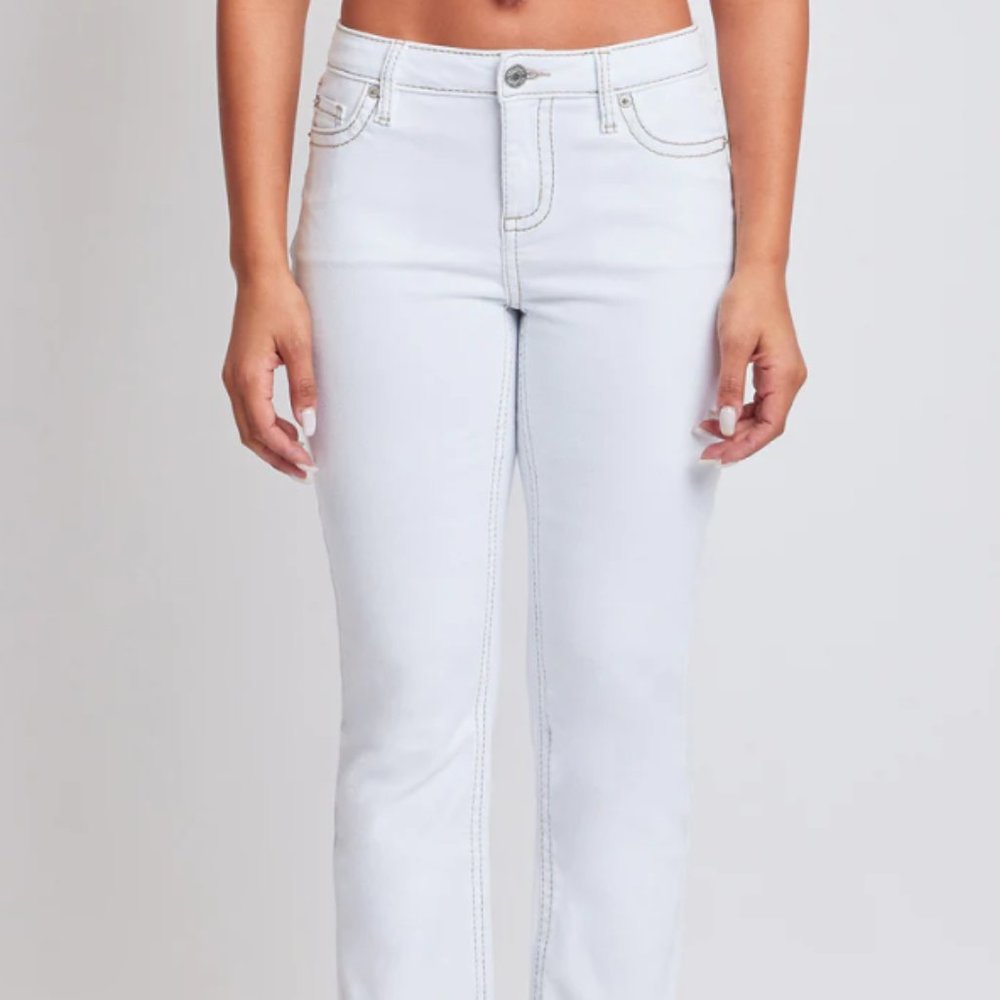 JUNIOR HEAVY STITCH MID RISE BOOTCUT W/FLAP back pocket